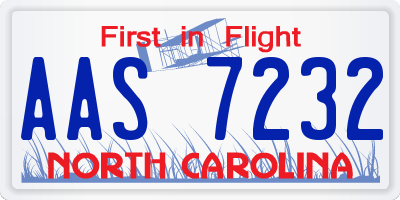 NC license plate AAS7232