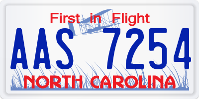 NC license plate AAS7254