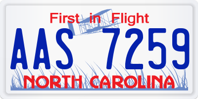 NC license plate AAS7259