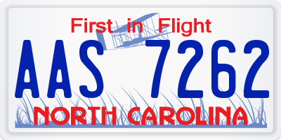NC license plate AAS7262
