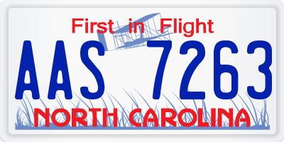 NC license plate AAS7263