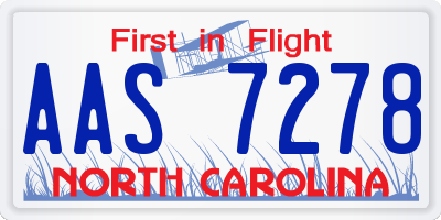 NC license plate AAS7278