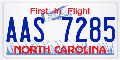 NC license plate AAS7285