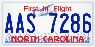 NC license plate AAS7286