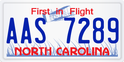 NC license plate AAS7289
