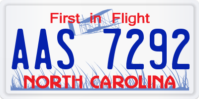 NC license plate AAS7292