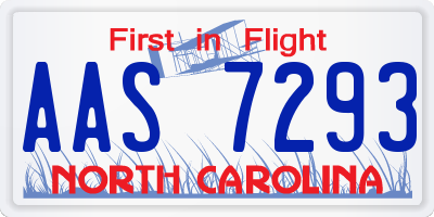 NC license plate AAS7293