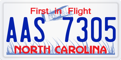 NC license plate AAS7305