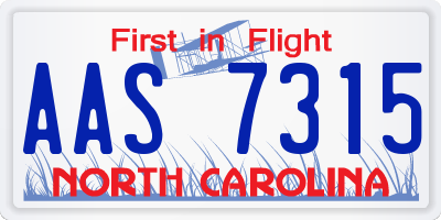 NC license plate AAS7315