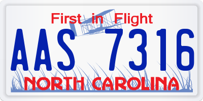 NC license plate AAS7316