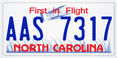 NC license plate AAS7317