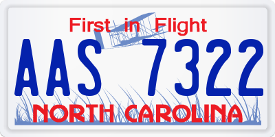 NC license plate AAS7322