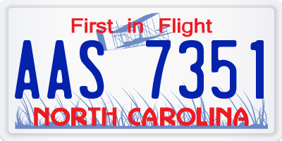 NC license plate AAS7351