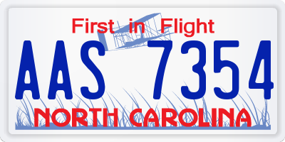 NC license plate AAS7354