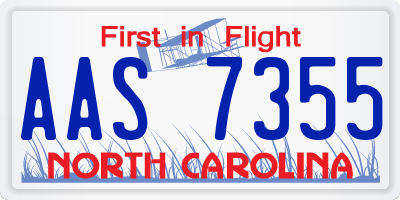 NC license plate AAS7355