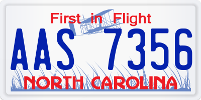 NC license plate AAS7356