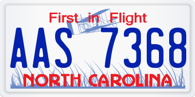 NC license plate AAS7368