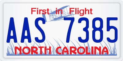NC license plate AAS7385