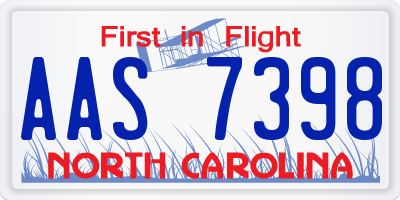 NC license plate AAS7398