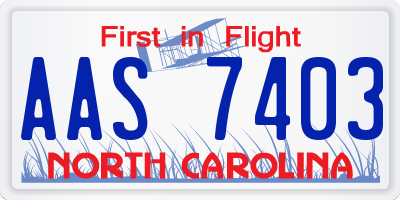 NC license plate AAS7403