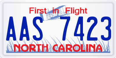 NC license plate AAS7423