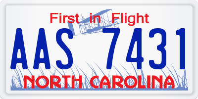 NC license plate AAS7431