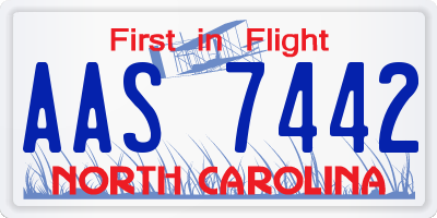 NC license plate AAS7442