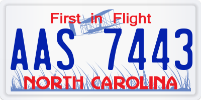 NC license plate AAS7443