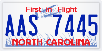 NC license plate AAS7445