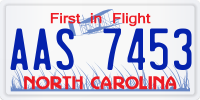 NC license plate AAS7453