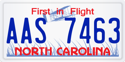 NC license plate AAS7463