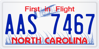 NC license plate AAS7467