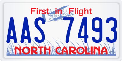 NC license plate AAS7493