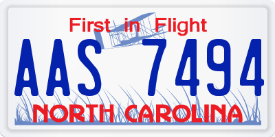 NC license plate AAS7494