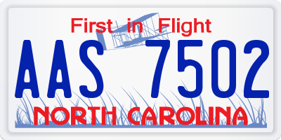 NC license plate AAS7502
