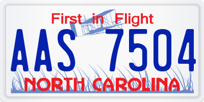 NC license plate AAS7504