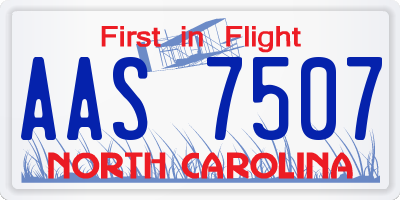 NC license plate AAS7507