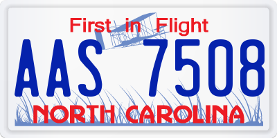 NC license plate AAS7508