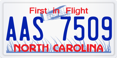 NC license plate AAS7509
