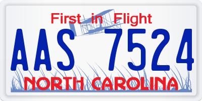 NC license plate AAS7524
