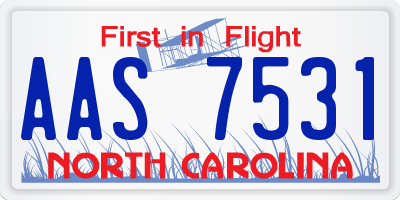 NC license plate AAS7531