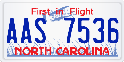 NC license plate AAS7536