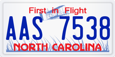 NC license plate AAS7538