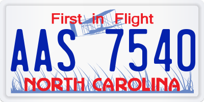 NC license plate AAS7540