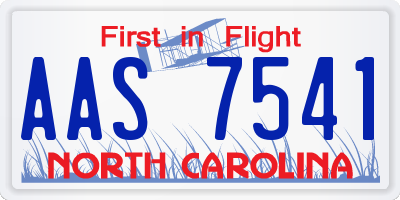NC license plate AAS7541