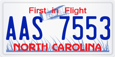 NC license plate AAS7553