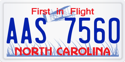NC license plate AAS7560