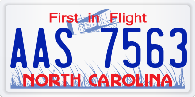 NC license plate AAS7563