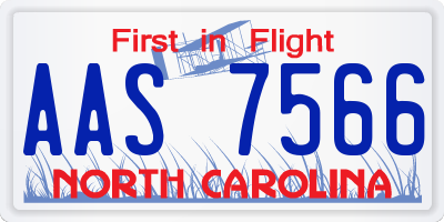 NC license plate AAS7566