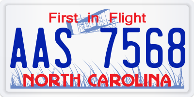 NC license plate AAS7568